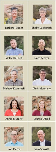 Photo of ten partners in two columns of five headshots