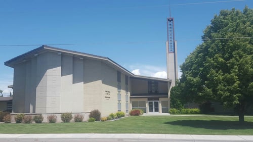 The Pocatello West Stake Center of The Church of Jesus Christ of Latter-day Saints located at 3444 Hawthorne Road in Pocatello, Idaho.