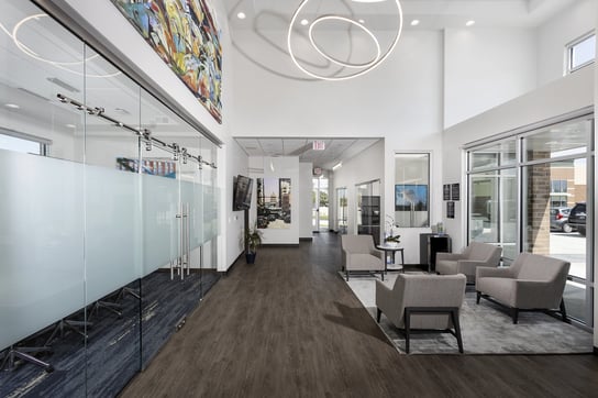 Interior of Security National Bank of Iowa branch in West Des Moines, IA.