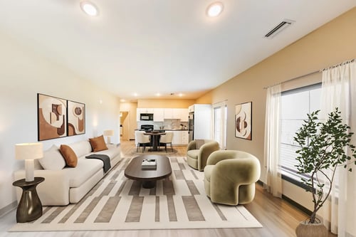 Luxurious Living Room at Harbor Side at Conwood Flats Apartments in Downtown Memphis, TN