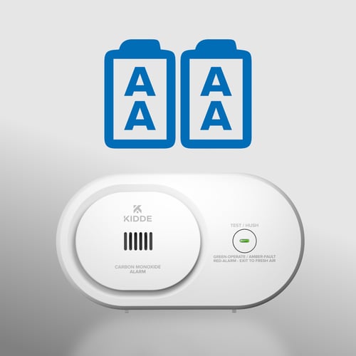 a symbol of 2 AA batteries hover over the alarm.