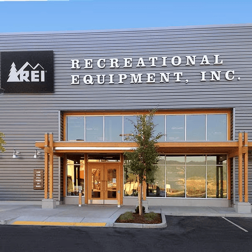 The front of the REI store in Medford, Oregon
