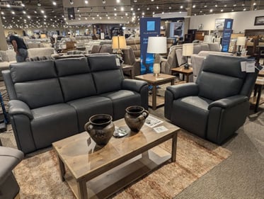 Amery Slumberland Furniture black leather living room set