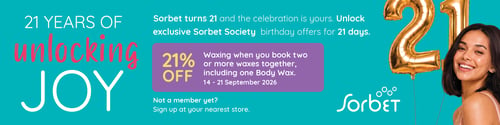 Celebrate 21 years of Sorbet with 21% OFF! ??