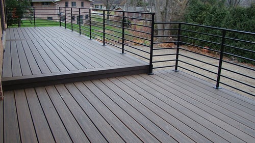 Metal railing along an upscale deck