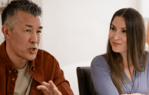 wife watching husband speak