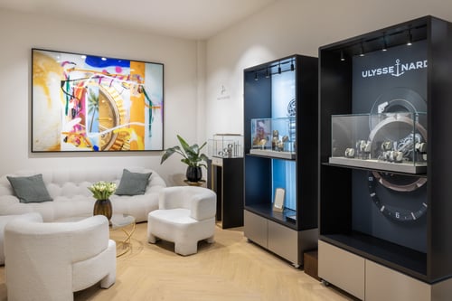 Interior view of Bucherer boutique in Vienna displaying Ulysse Nardin