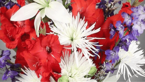 flower arrangement of red and white flowers
