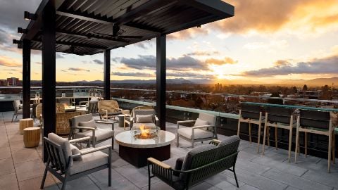 Sunset view from rooftop at Wildwood Still.