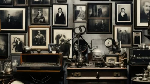 Gallery wall of antiques