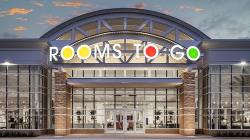 Storefront of Rooms To Go, Furniture store in Altamonte Springs, FL.