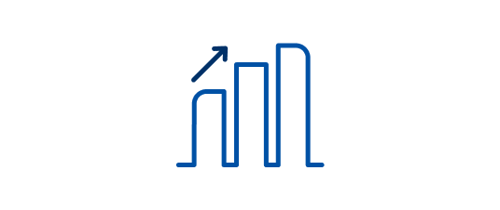 Growing bar graph icon.
