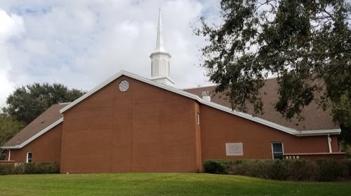 Outside view of Chapel surrounded by trees