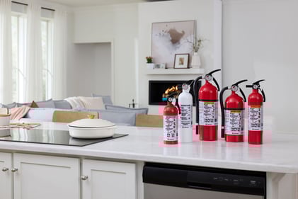 Several Kidde Fire Extinguishers for a home.