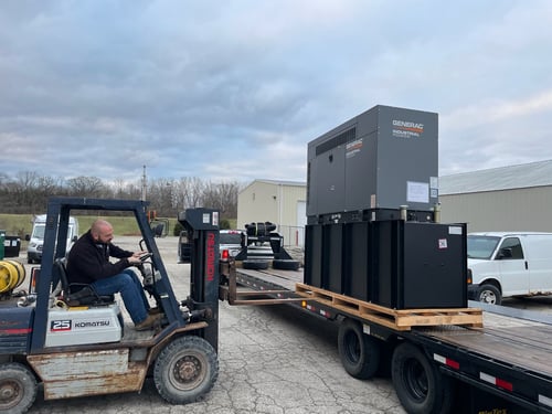 Packaged unit installation in progress