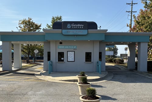 Storefront of the Caribou Coffee at 1029 Edgefield Road in North Augusta