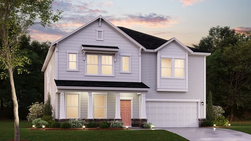 family home exterior at dusk