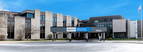 The exterior of Clifton Springs Hospital & Clinic in Clifton Springs, NY