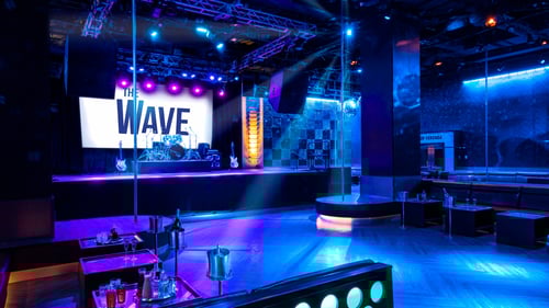 The Wave Bar & Lounge in Golden Nugget Atlantic City has a band stage, table service and large dance floor.