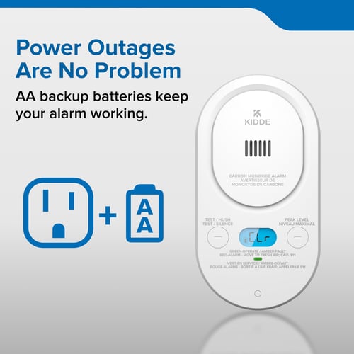 Power Outages are no problem AA backup batteries keep your alarm working.