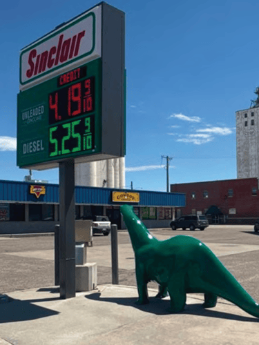 Sinclair gas station fueling island