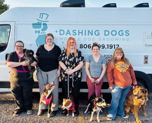 Dashing Dogs Mobile Grooming is your trusted mobile pet groomer in Lubbock, TX. We bring professional grooming services directly to your doorstep, providing personalized care to keep your pet clean, comfortable, and looking their best. Our services include complete grooming with baths, haircuts, nail trims, ear cleaning, and more. We also offer brush and bath packages, a la carte treatments, gentle cat grooming, and add on services such as de shedding, flea treatments, and teeth brushing. At Dashing Dogs Mobile Grooming, every pet is treated like family, delivering a stress free, high quality grooming experience you and your furry companion can rely on.
