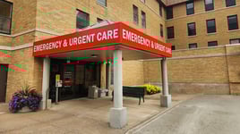 exterior photo to entrance of Aspirus Merrill Hospital Emergency & Urgent Care Entrance