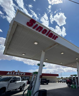 Sinclair gas station fueling island