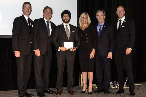 RBC Convention Winner from BC, awarded by [L to R]: Todd Shewfelt - Regional Vice President - BFS BC, Greg Grice - Executive Vice President RBC, Kim Mason - Senior Vice President RBC, Graham MacLachlan - Regional President, RBC BC, & Joe Olivier - Regional Vice President - BFS BC.