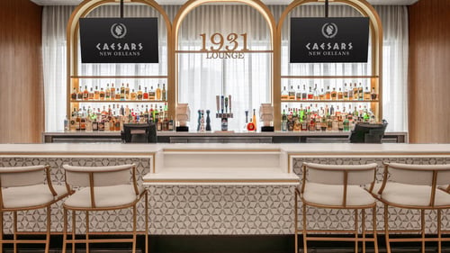 1931 at Caesars New Orleans bar and seating area.