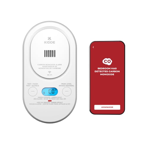 Front facing image of Smart Carbon monoxide with digital display, plug-in with AA backup battery