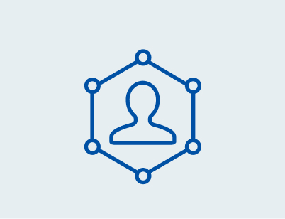 Silhouette with interconnected lines icon.