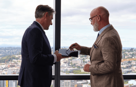Businessmen reviewing a document