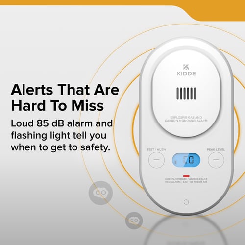 Alerts that are hard to miss. Loud 85 dB alarm and flashing light tell you when to get to safety.