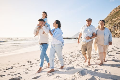 family on the beach
