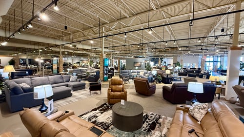 Power reclining sectional at Slumberland Furniture Champaign.