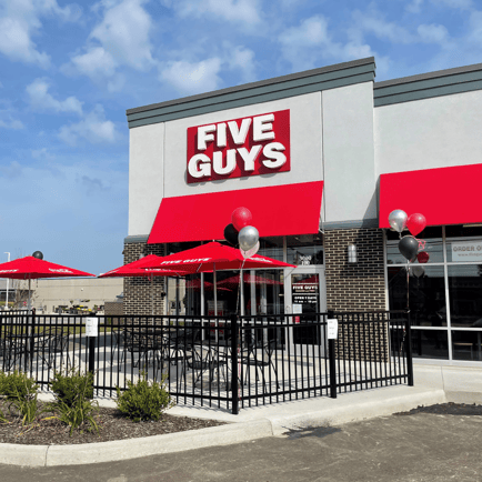 Entrance to the Five Guys restaurant at 5310 N. Leavitt Rd. in Lorain Ohio.