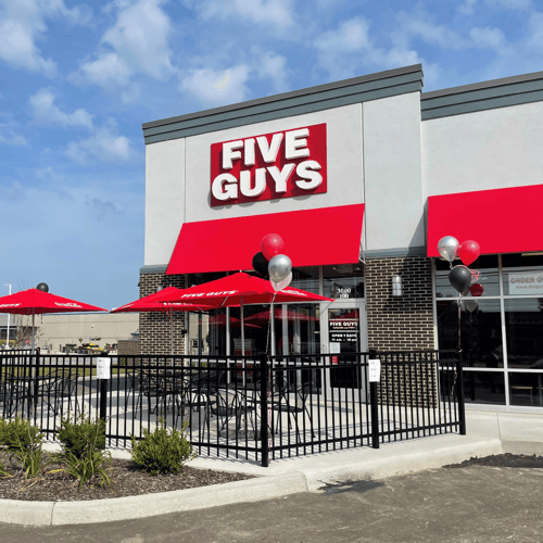 Entrance to the Five Guys restaurant at 5310 N. Leavitt Rd. in Lorain Ohio.