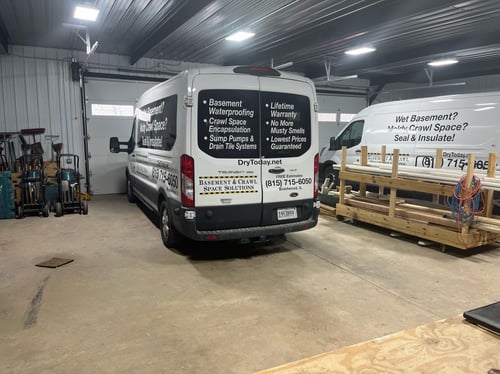 back of basement and crawl space solutions work van