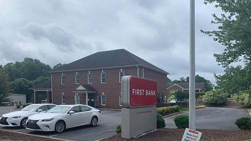 First Bank Pittsboro branch exterior.