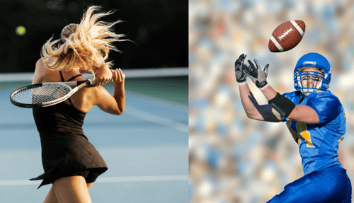 tennis player and football player in side by side photos