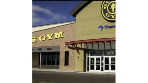 Gold's Gym in Cheyenne exterior with the main entrance, Gold's Gym signage, and front windows.