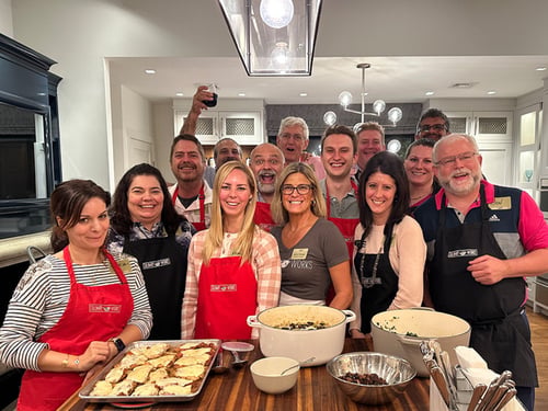 Group photo of people in a cooking class