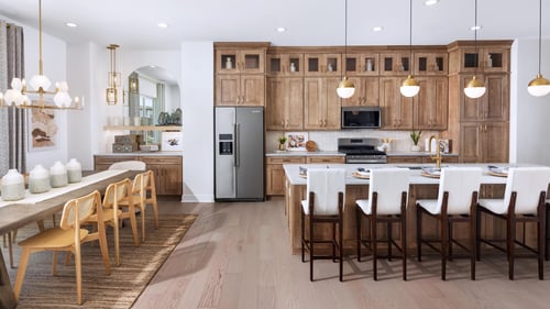 Bright and airy open-concept living areas  featuring beautifully appointed kitchens