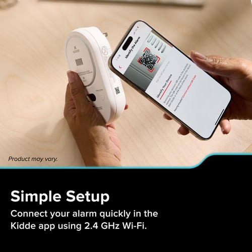 Simple setup by connecting your alarm quickly in the Kidde app using 2.4 GHz Wi-Fi.