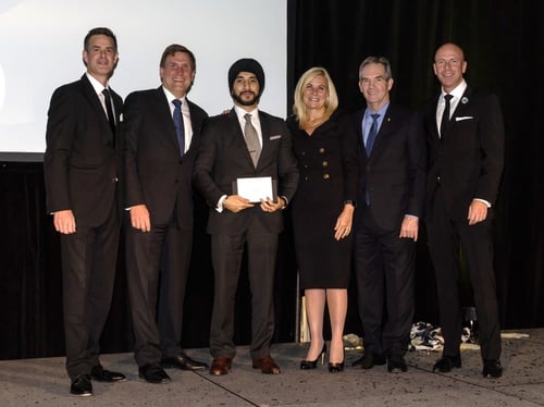 RBC Convention Winner from BC, awarded by [L to R]: Todd Shewfelt - Regional Vice President - BFS BC, Greg Grice - Executive Vice President RBC, Kim Mason - Senior Vice President RBC, Graham MacLachlan - Regional President, RBC BC, & Joe Olivier - Regional Vice President - BFS BC.