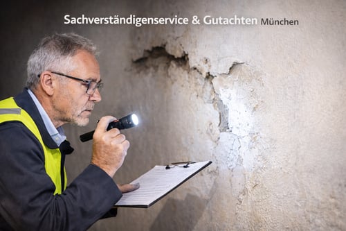 Malermeister Daniel März | Fürstenfeldbruck | München Begutachtung von Putzschaden durch Sachverständigen mit Taschenlampe