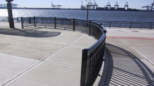 Curved Railing next to a lake