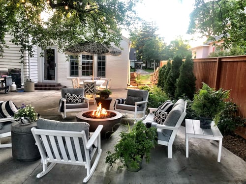 Moderno Fire Pit Bowl + Polywood Outdoor Patio Set