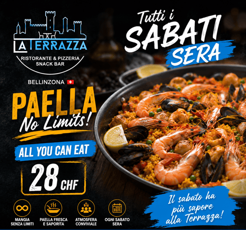 Paella No Limits alla Terrazza! Tutti i sabati a soli 28CHF